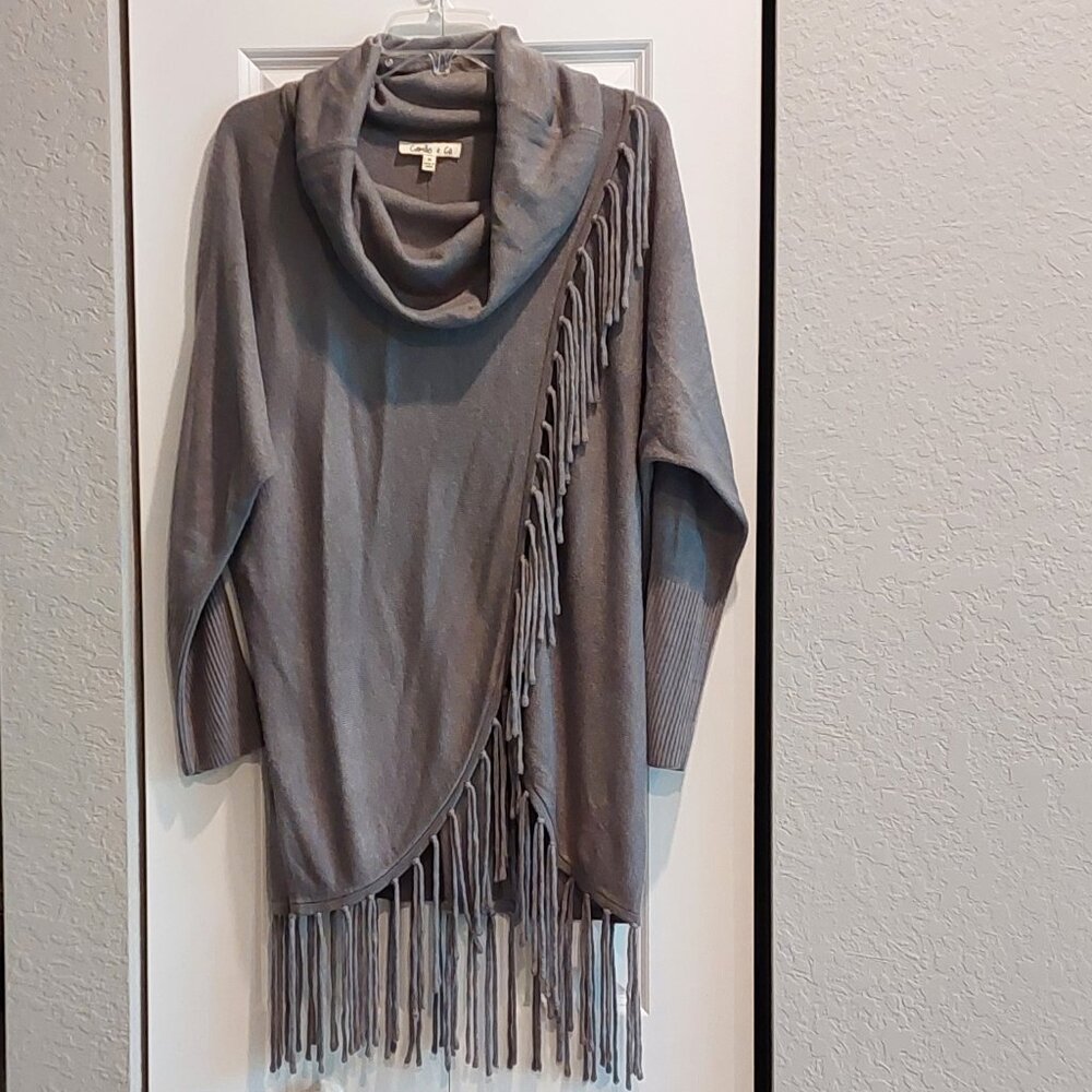 Camille & Co Gray Pull-over Fringed Sweater Women's Size M